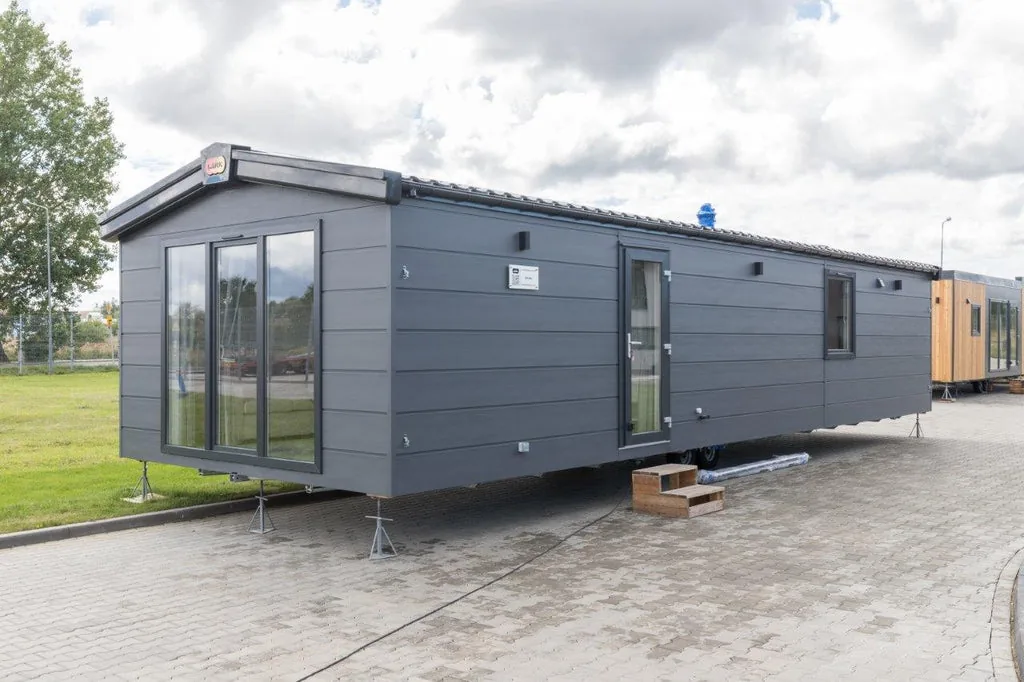 Casa Mobile Poole – 12 x 4 m – Grigio Antracite Monocolore e Stile Contemporaneo - immagine 2