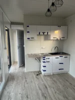 Container Abitabile 8 x 3 m — Pannelli in Legno Pino Orizzontale e Profili Antracite con Tre Porte Vetrate - immagine 11
