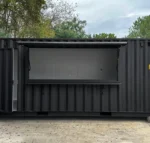 Container Bar Personalizzato 20 Piedi Nero/Antracite — Marquesina Gas, Interno Sandwich, Resina, Su Ruote - immagine 1