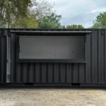 Container Bar Personalizzato 20 Piedi Nero/Antracite — Marquesina Gas, Interno Sandwich, Resina, Su Ruote - immagine 1