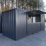 Container Chiosco 20 Piedi Grigio Antracite — Sportello Vendita a Gas, Interni Bianchi, Impianto Elettrico - immagine 1