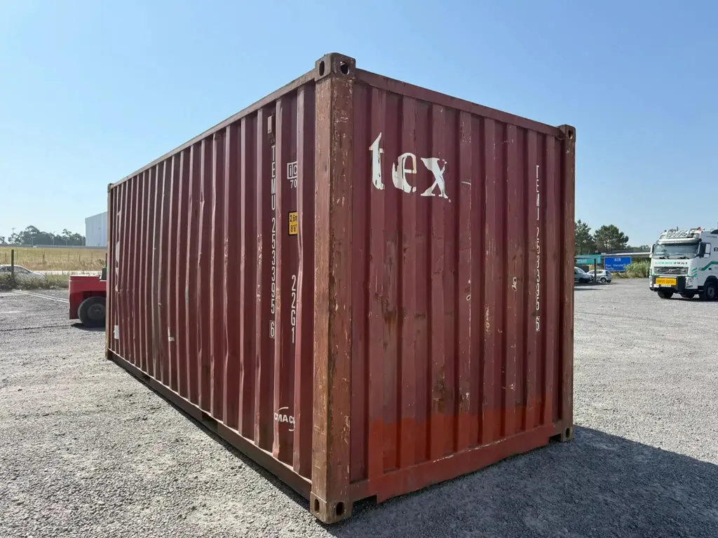 Container marittimo 20 piedi usato – ex TEX, rosso bordeaux, usura intensa, circa 33 m³ - immagine 2