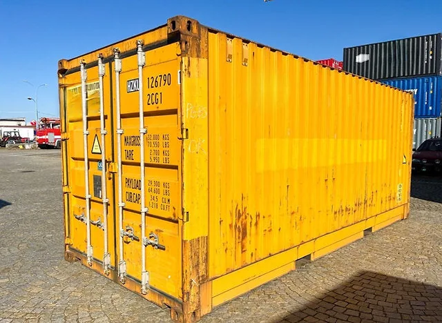 Container marittimo 20 piedi Wide High Cube usato – giallo vivo, 34,5 m³, larghezza 2,5 m - immagine 1