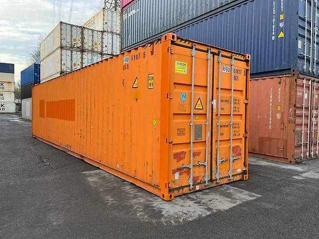 Container marittimo 40 piedi High Cube usato – arancione vivo, certificato GL, 76,4 m³ - immagine 1