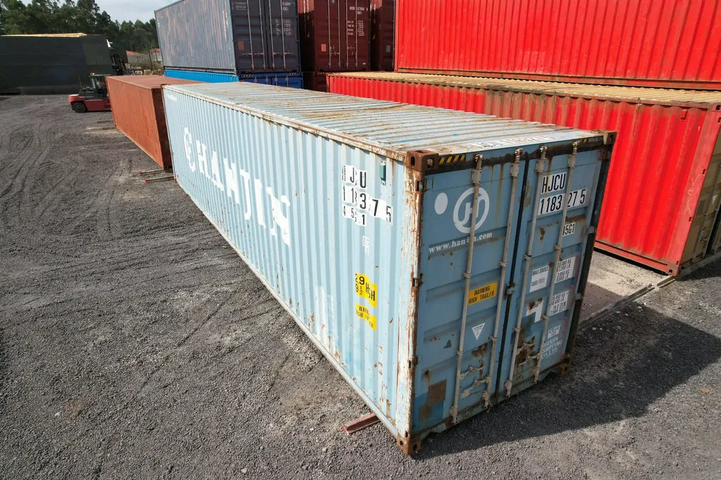Container marittimo 40 piedi High Cube usato – ex Hanjin, azzurro, ossidazione estesa, 76,4 m³ - immagine 1