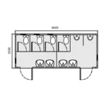 Container Sanitario Sani Master Mixto 6 m – Sezioni Separate Uomini e Donne con 4 WC e 2 Urinatoi - immagine 5