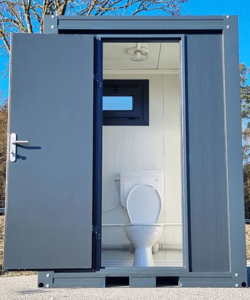 Container Sanitario WC + Urinale + Lavabo — Acciaio Antracite RAL 7016 — 1,20 × 1,65 × 2,34 m - immagine 1