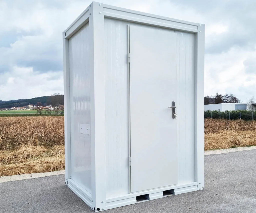 Container Sanitario WC + Urinale + Lavabo — Pannelli Sandwich Bianchi — 1,20 × 1,65 × 2,34 m - immagine 1