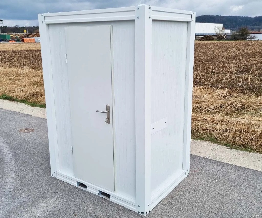 Container Sanitario WC + Urinale + Lavabo — Pannelli Sandwich Bianchi — 1,20 × 1,65 × 2,34 m - immagine 2