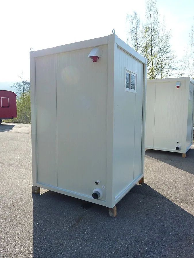 Container Sanitario WC + Urinale + Lavabo — Poco-Sani — Acciaio Zincato RAL 9002 — 1,61 × 1,67 × 2,54 m - immagine 1