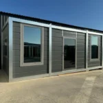 Container Ufficio 240 x 600 Grigio RAL 7016 — Vetrata Frontale e Pavimento Legno - immagine 1