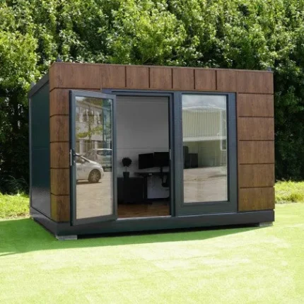 Container Ufficio 4 x 3 m Modello Helsinki — Pannelli Imitation Legno Antracite - immagine 1