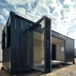 Container Ufficio 6,4 x 2,4 m Nero con Porta Pieghevole in Alluminio Antracite - immagine 1