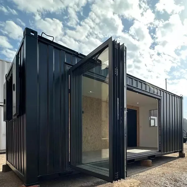 Container Ufficio 6,4 x 2,4 m Nero con Porta Pieghevole in Alluminio Antracite - immagine 1