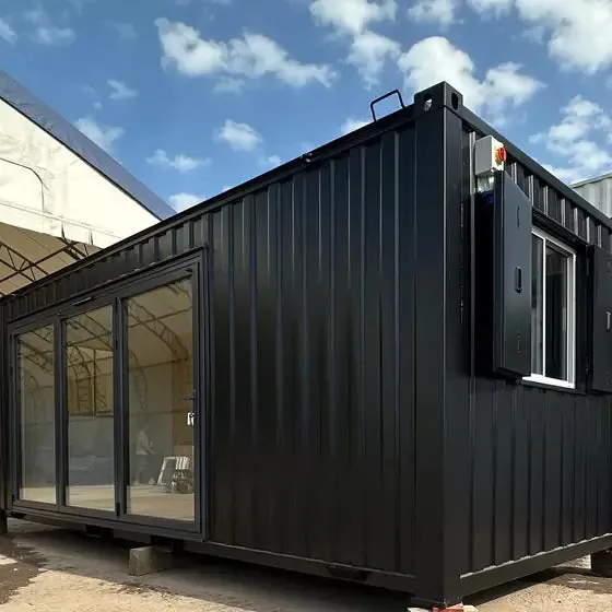 Container Ufficio 6,4 x 2,4 m Nero con Porta Pieghevole in Alluminio Antracite - immagine 2
