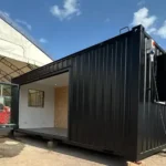 Container Ufficio 6,4 x 2,4 m Nero con Porta Pieghevole in Alluminio Antracite - immagine 3