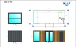 Container Ufficio 7 x 3 m — Listoni in Legno Naturale Verticali e Vetrate Panoramiche Antracite - immagine 16