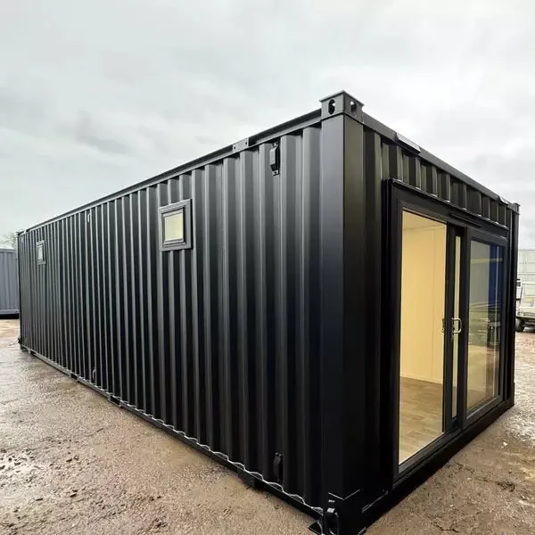 Container Ufficio 9,7 x 3 m Nero con Porta Scorrevole e Finestre con Scuri - immagine 2