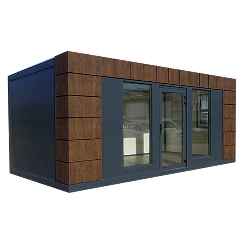 Container Ufficio Modello Helsinki 6 x 3 m — Pannelli Imitazione Legno Noce e Antracite con Vetrate Antracite - immagine 2