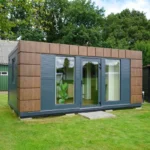 Container Ufficio Modello Helsinki 6 x 3 m — Pannelli Imitazione Legno Noce e Antracite con Vetrate Antracite - immagine 7