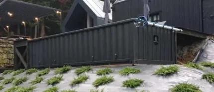 Piscina container Premium 6,11 m grigio antracite con scala WPC e pompa di calore - immagine 2