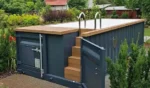 Piscina container Premium 6,11 m grigio antracite con scala WPC e pompa di calore - immagine 3
