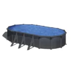 Piscina fuori terra acciaio ovale GRE Granada effetto grafite con filtro sabbia e scala, 5,00–7,30 m - immagine 5