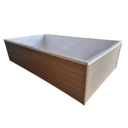 Piscina fuori terra PRFV con rivestimento WPC 4,50 × 2,50 m e scala integrata - immagine 1