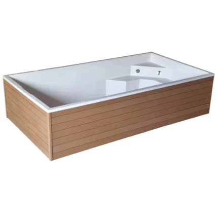 Piscina fuori terra PRFV con rivestimento WPC 4,50 × 2,50 m e scala integrata - immagine 2