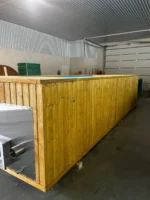 Piscina in legno 6,8 × 2,4 m con stufa a legna integrata, liner blu e scala laterale - immagine 2