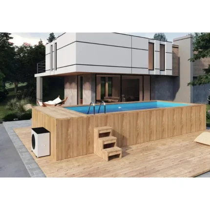 Piscina in legno termo-trattato Thermo Spa Korax 4,8 m con jacuzzi, pompa di calore 9 kW e LED - immagine 1